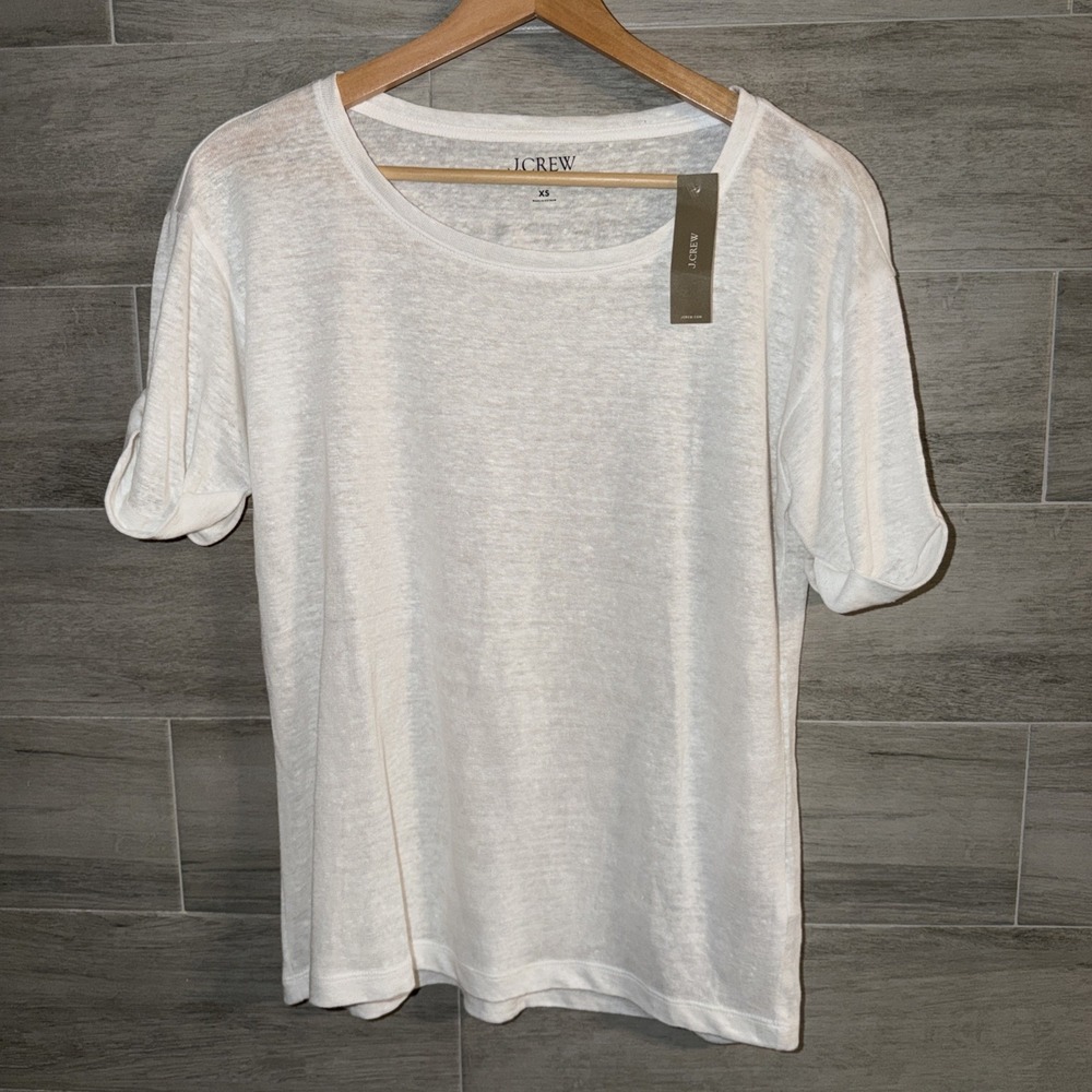 J Crew Women's Size XS 100% Linen Jersey Tee Shirt Top Short Sleeve